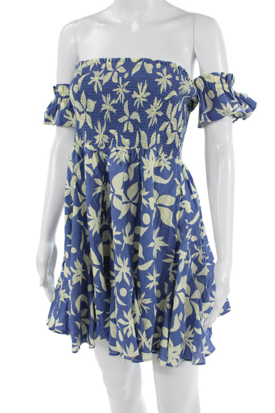 Zara Womens Mini Sundress Blue Floral 100% Polyester Short Size S