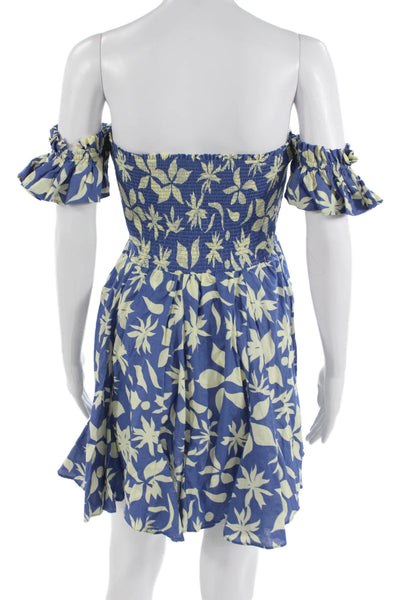 Zara Womens Mini Sundress Blue Floral 100% Polyester Short Size S