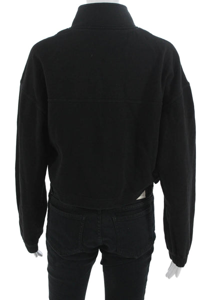 Z Supply Womens Sweatshirt Black Mock Neck Zip Long Sleeve 90s Size S