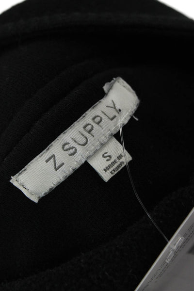 Z Supply Womens Sweatshirt Black Mock Neck Zip Long Sleeve 90s Size S