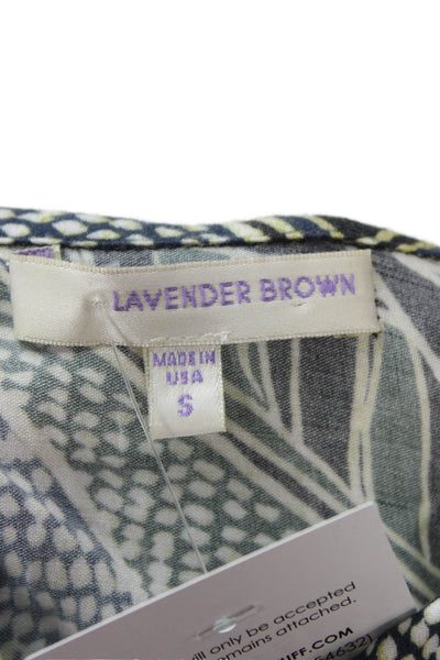 Lavender Brown Womens Trapeze Blouse Dark Blue Sleeveless Geometric Size S