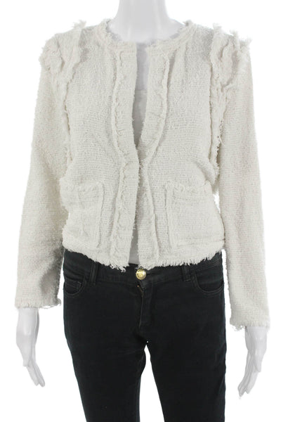 IRO Womens White Cotton Blend Blazer Button Long Sleeve Size 38