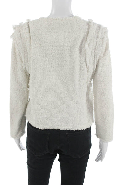 IRO Womens White Cotton Blend Blazer Button Long Sleeve Size 38