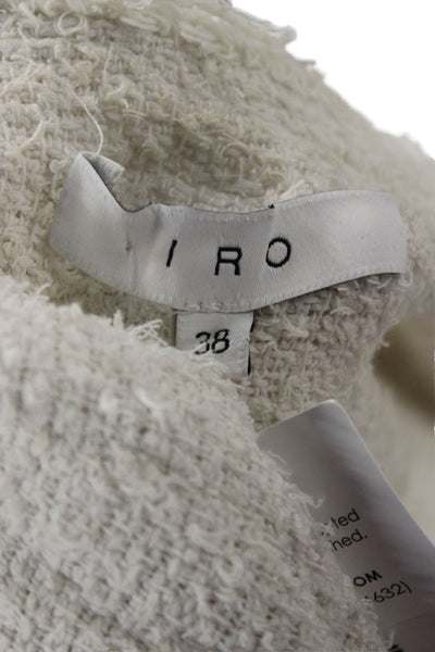 IRO Womens White Cotton Blend Blazer Button Long Sleeve Size 38