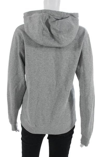 Nike Women Pullover Hoodie Gray Cotton Blend Drawstring Long Sleeve Size XS