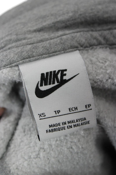 Nike Women Pullover Hoodie Gray Cotton Blend Drawstring Long Sleeve Size XS