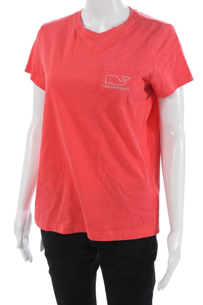 Vineyard Vines Women Red Cotton Short Sleeve Crew Neck Graphic T-Shirt Size S
