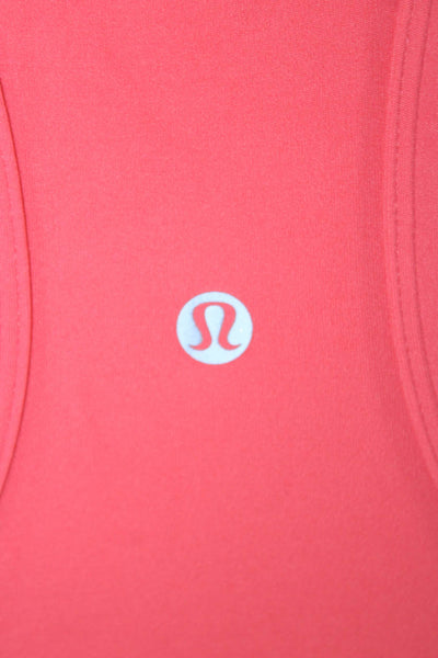 Lululemon Womens Basic High Neck Sleeveless Tank Red Nylon Button Size 0
