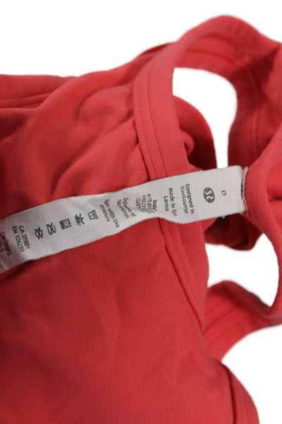Lululemon Womens Basic High Neck Sleeveless Tank Red Nylon Button Size 0
