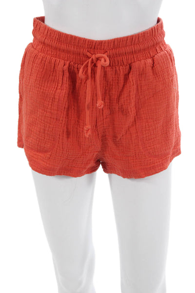 Z Supply Women Orange Sweat Shorts 100% Cotton Drawstring Beach Solid Size XS