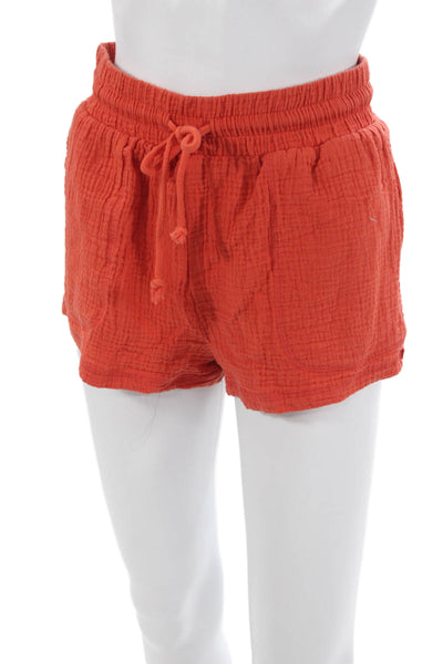 Z Supply Women Orange Sweat Shorts 100% Cotton Drawstring Beach Solid Size XS