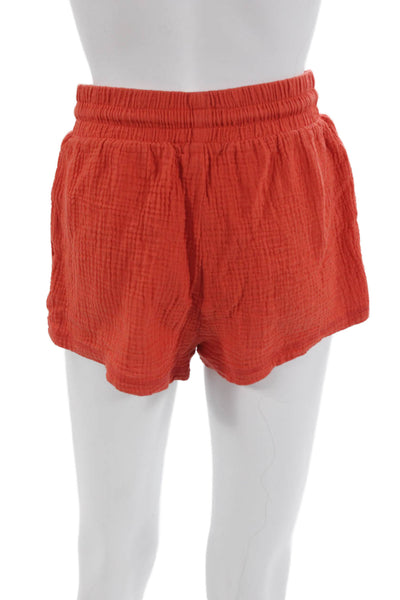 Z Supply Women Orange Sweat Shorts 100% Cotton Drawstring Beach Solid Size XS