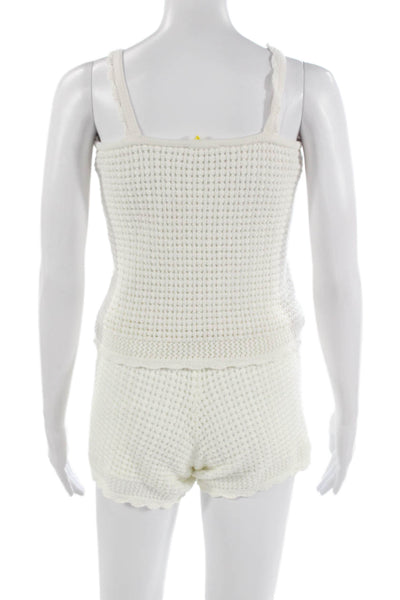 Vineyard Vines Womens Sleeveless Cotton Blend Round Neck Top White Size L