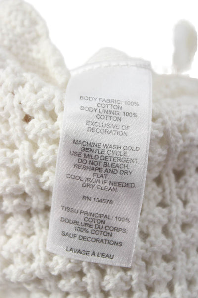 Vineyard Vines Womens Sleeveless Cotton Blend Round Neck Top White Size L