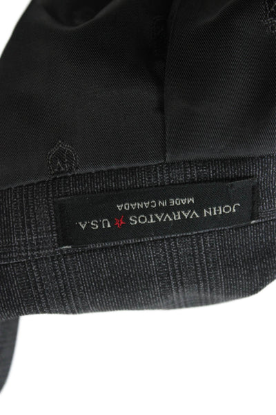 John Varvatos Star USA Mens Plaid Wool Suit Jacket Dark Gray Button Size 44