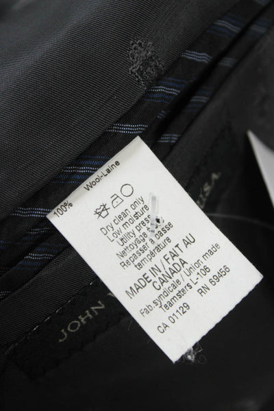 John Varvatos Star USA Mens Plaid Wool Suit Jacket Dark Gray Button Size 44