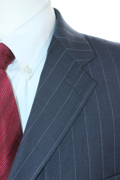 Pierre Cardin Paris Mens Striped Wool Suit Jacket Dark Gray Size 42