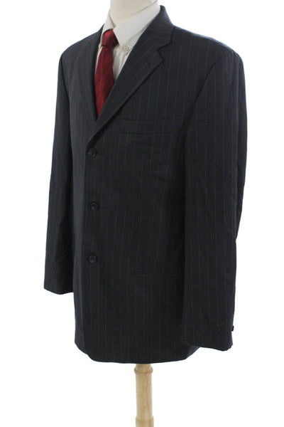 Pierre Cardin Paris Mens Striped Wool Suit Jacket Dark Gray Size 42