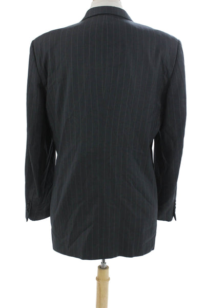 Pierre Cardin Paris Mens Striped Wool Suit Jacket Dark Gray Size 42