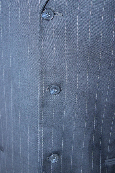 Pierre Cardin Paris Mens Striped Wool Suit Jacket Dark Gray Size 42