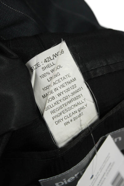 Pierre Cardin Paris Mens Striped Wool Suit Jacket Dark Gray Size 42