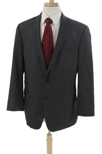 Hart Schaffner Marx Mens Classic Dark Gray Suit Jacket Button Collared Size 42