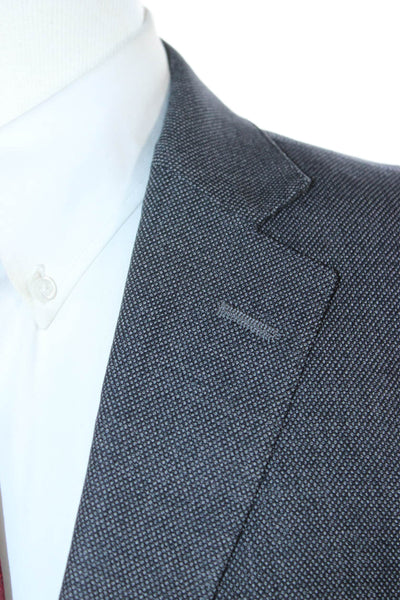 Hart Schaffner Marx Mens Classic Dark Gray Suit Jacket Button Collared Size 42