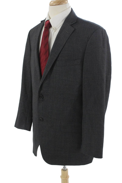 Hart Schaffner Marx Mens Classic Dark Gray Suit Jacket Button Collared Size 42