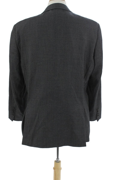 Hart Schaffner Marx Mens Classic Dark Gray Suit Jacket Button Collared Size 42