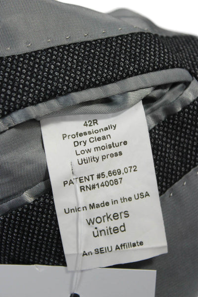Hart Schaffner Marx Mens Classic Dark Gray Suit Jacket Button Collared Size 42