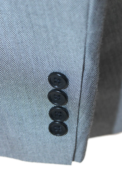 Stafford Mens Gray Herringbone Suit Jacket Button Collared Classic Size 40