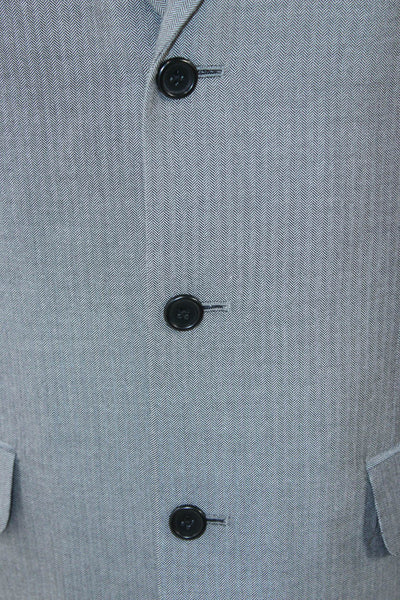 Stafford Mens Gray Herringbone Suit Jacket Button Collared Classic Size 40