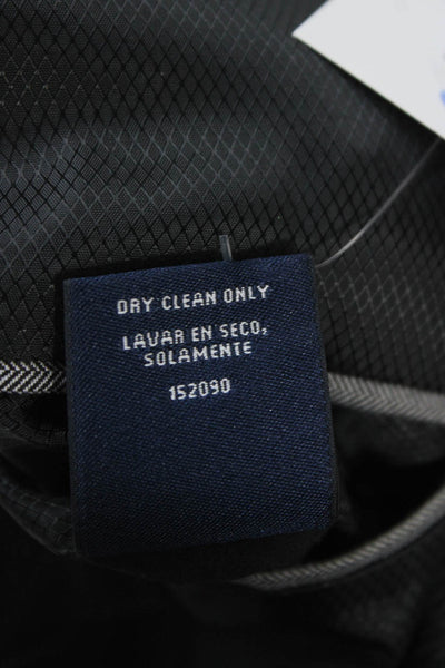 Stafford Mens Gray Herringbone Suit Jacket Button Collared Classic Size 40