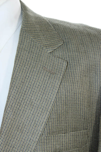 Ralph Ralph Lauren Mens Green Silk Check Sport Coat Collared Button Size 42