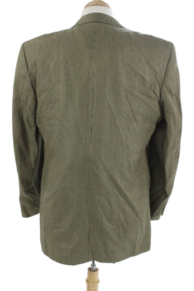 Ralph Ralph Lauren Mens Green Silk Check Sport Coat Collared Button Size 42
