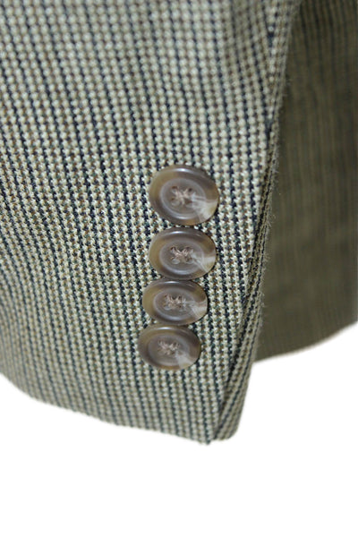 Ralph Ralph Lauren Mens Green Silk Check Sport Coat Collared Button Size 42