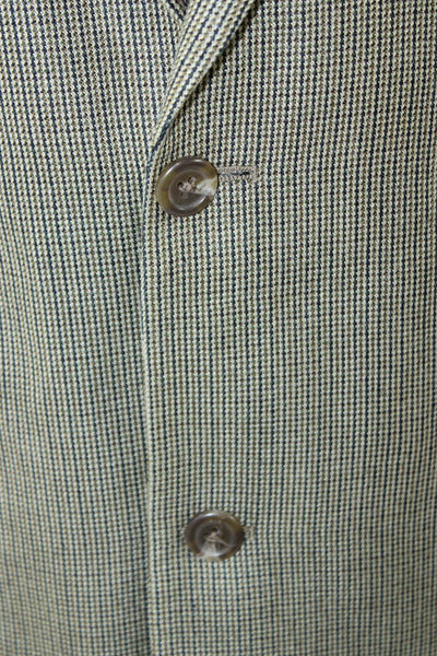 Ralph Ralph Lauren Mens Green Silk Check Sport Coat Collared Button Size 42