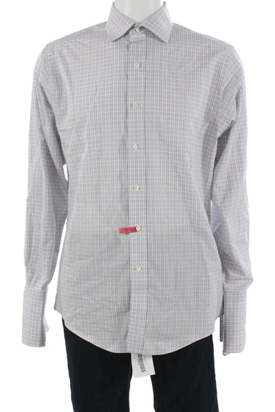 Brooks Brothers Men's Light Blue Check Point Collar Dress Shirt Size 15.5