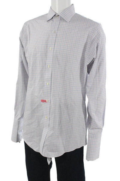 Brooks Brothers Men's Light Blue Check Point Collar Dress Shirt Size 15.5