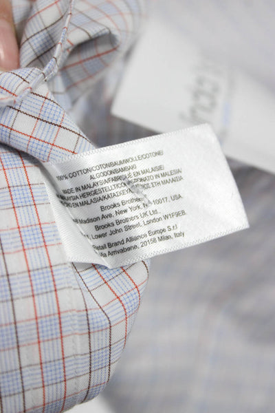 Brooks Brothers Men's Light Blue Check Point Collar Dress Shirt Size 15.5