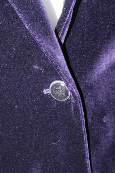 Massimo Dutti Womens Dark Blue Cotton Collared Button Blazer Size 6