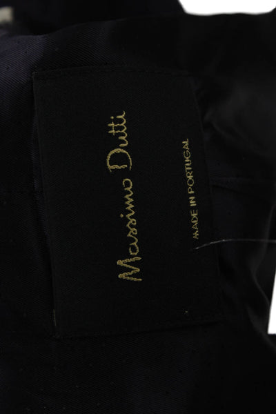 Massimo Dutti Womens Dark Blue Cotton Collared Button Blazer Size 6