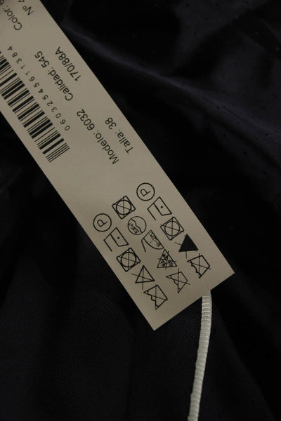 Massimo Dutti Womens Dark Blue Cotton Collared Button Blazer Size 6