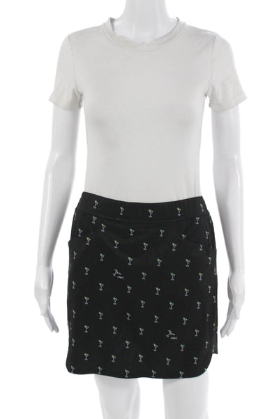 RLX Ralph Lauren Womens Black Graphic Print Mini Pencil Skort Petite Size S