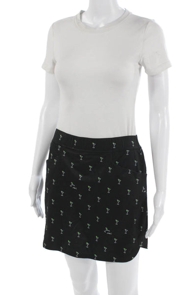 RLX Ralph Lauren Womens Black Graphic Print Mini Pencil Skort Petite Size S
