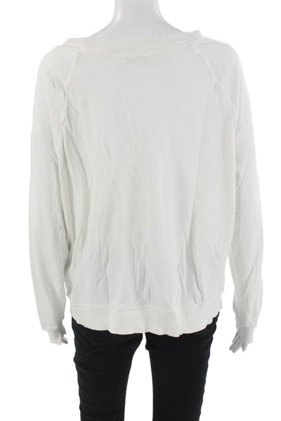 Wildfox Womens Pullover Sweatshirt White Graphic Cotton Crew Ski Size M