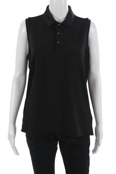 RLX Ralph Lauren Women Basic Black Sleeveless Collared Polo Size L