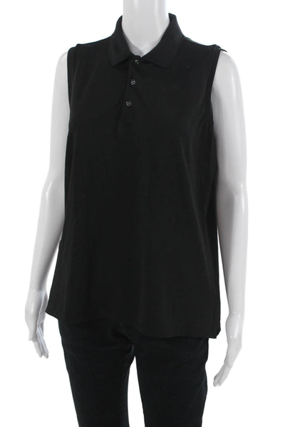 RLX Ralph Lauren Women Basic Black Sleeveless Collared Polo Size L