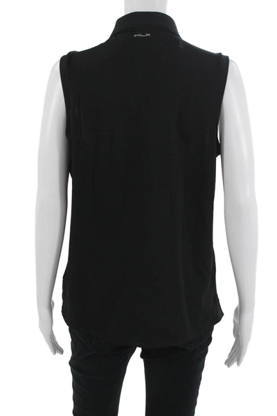 RLX Ralph Lauren Women Basic Black Sleeveless Collared Polo Size L