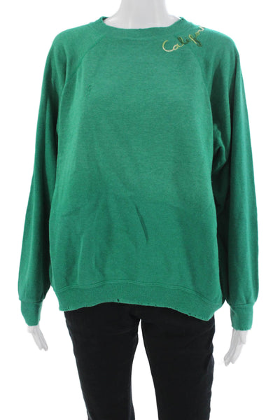 I.S.MB.S Womens Pullover Sweatshirt Green Crew Neck Long Sleeve 90s Size S